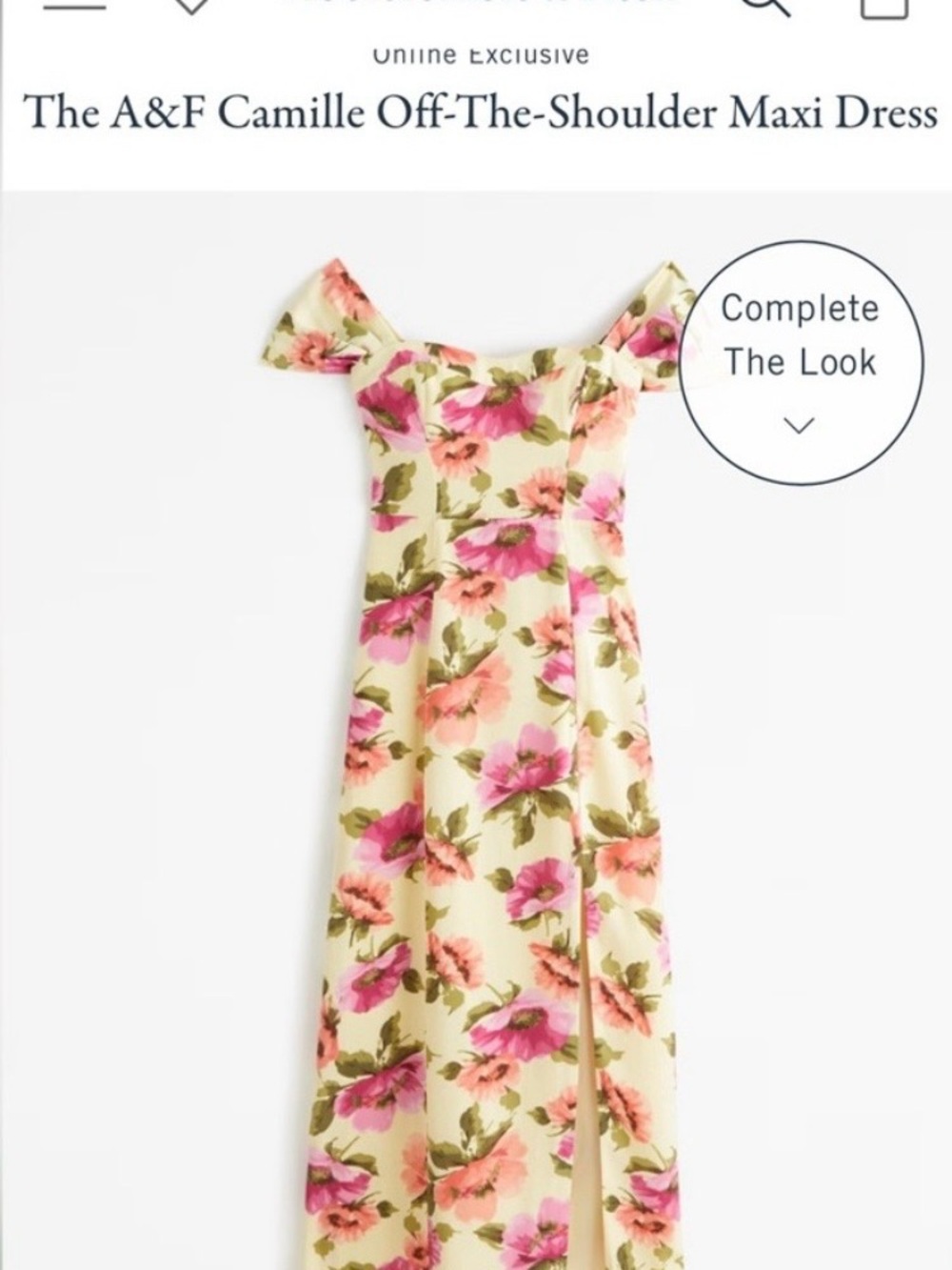Abercrombie & Fitch Floral Off-Shoulder Maxi Dress - Cream, Pink, Green